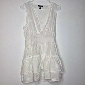 NWOT Aqua Swim Women's Cotton Eyelet Tiered Cover-up Dress